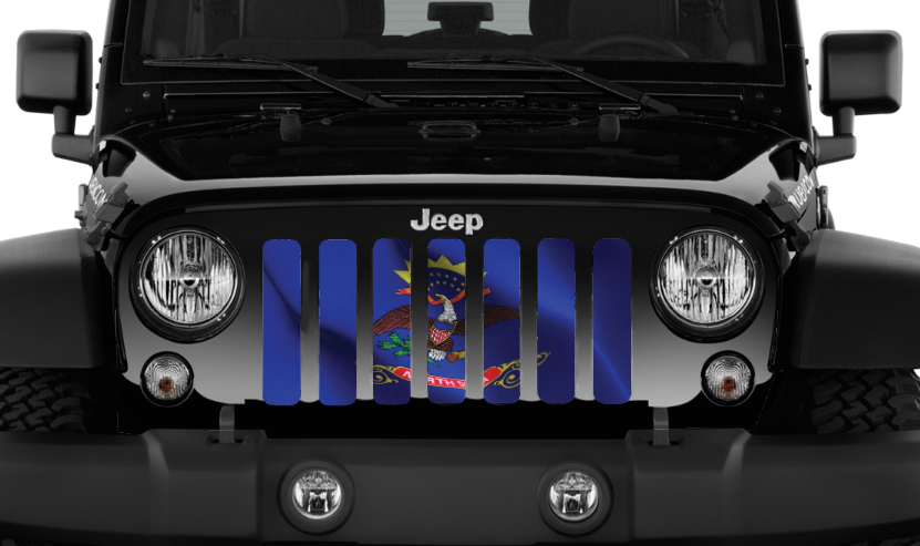 Waving North Dakota State Flag Grille Insert