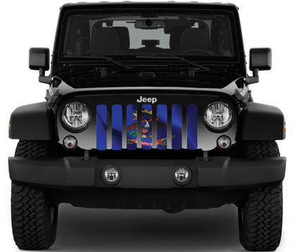 Waving North Dakota State Flag Grille Insert