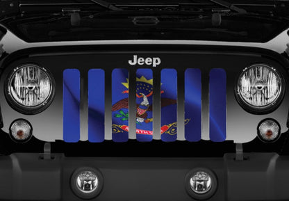 Waving North Dakota State Flag Grille Insert