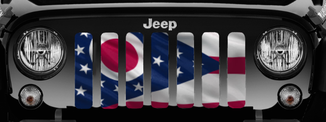 Waving Ohio State Flag Grille Insert