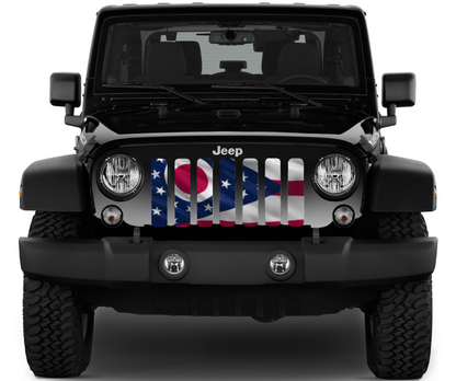 Waving Ohio State Flag Grille Insert
