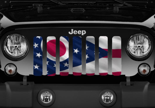 Waving Ohio State Flag Grille Insert