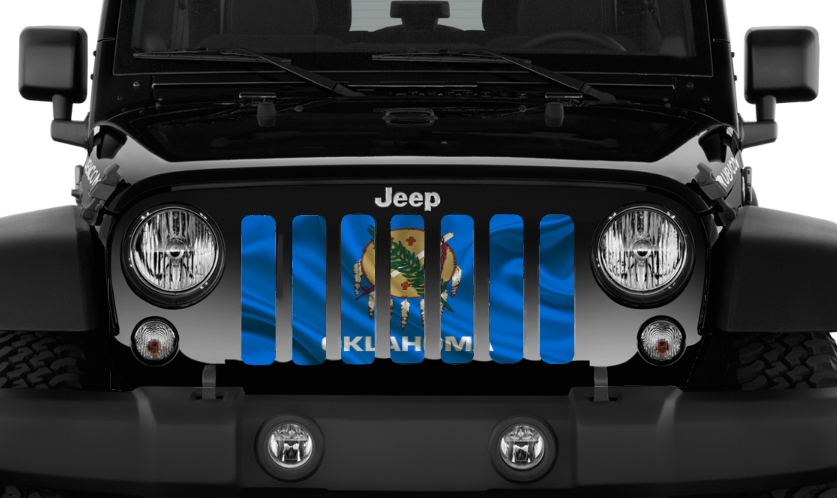 Waving Oklahoma State Flag Grille Insert