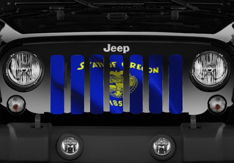Waving Oregon State Flag Grille Insert