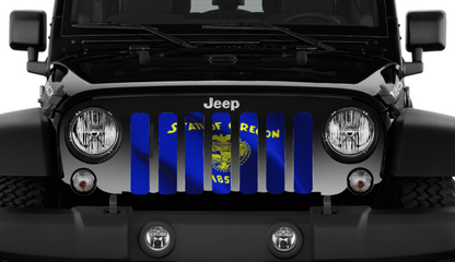 Waving Oregon State Flag Grille Insert