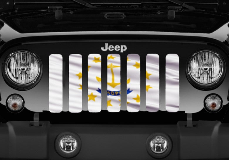 Waving Rhode Island State Flag Grille Insert