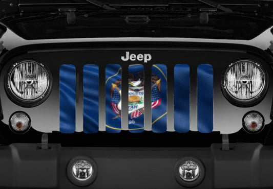 Waving Utah State Flag Grille Insert