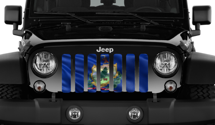 Waving Vermont State Flag Grille Insert