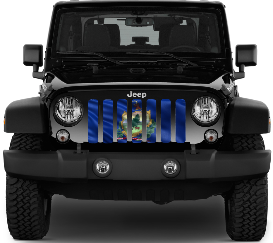 Waving Vermont State Flag Grille Insert