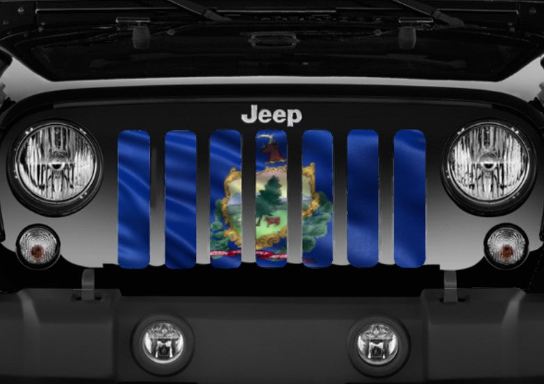 Waving Vermont State Flag Grille Insert
