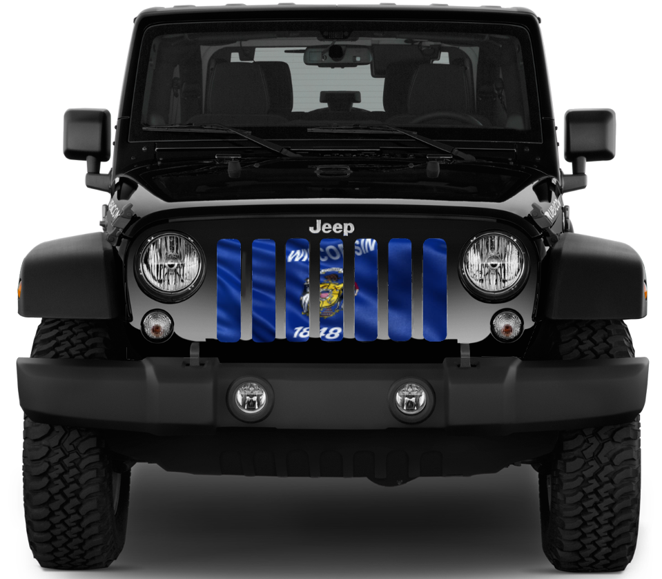 Waving Wisconsin State Flag Grille Insert