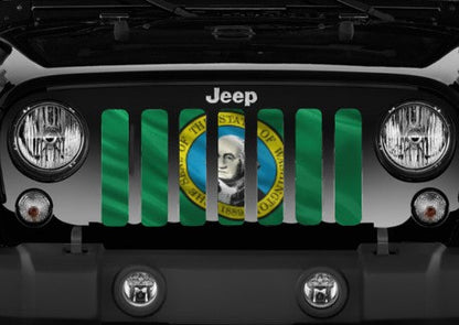 Waving Washington State Flag Grille Insert