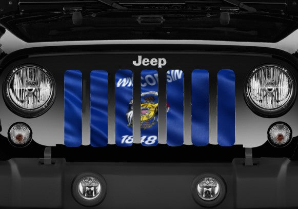 Waving Wisconsin State Flag Grille Insert