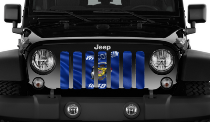 Waving Wisconsin State Flag Grille Insert