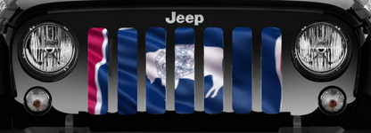 Waving Wyoming State Flag Grille Insert