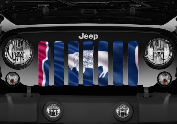Waving Wyoming State Flag Grille Insert