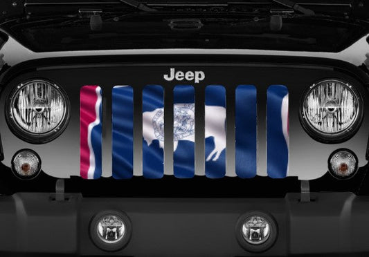 Waving Wyoming State Flag Grille Insert
