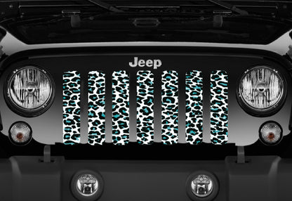 Teal White Leopard Print Grille Insert
