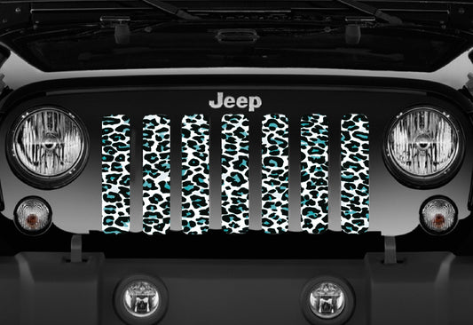 Teal White Leopard Print Grille Insert