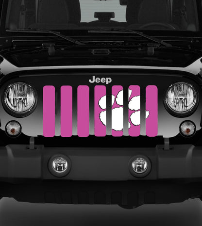 White Tiger Paw Hot Pink Grille Insert