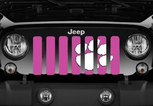White Tiger Paw Hot Pink Grille Insert