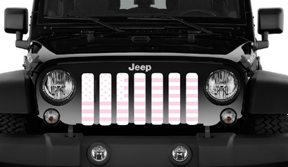 White & Baby Pink American Flag Grille Insert