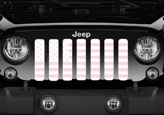 White & Baby Pink American Flag Grille Insert