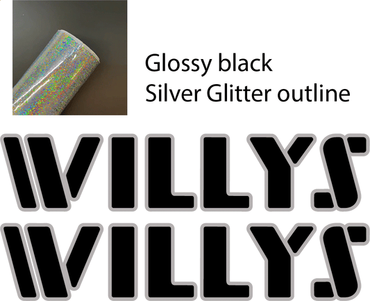 Black and silver glitter hood name