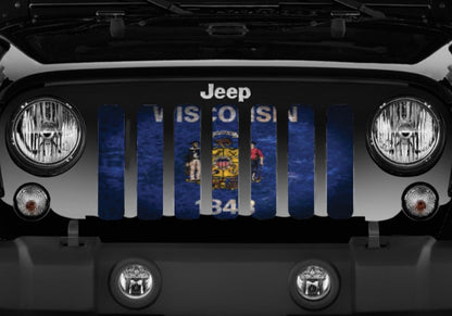 Wisconsin Grunge State Flag Grille Insert