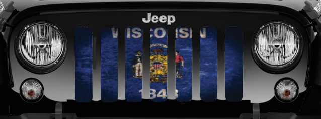 Wisconsin Grunge State Flag Grille Insert