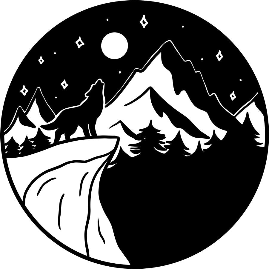 Howl At The Moon Mountainside Tire Cover for Jeep, Bronco RV & More