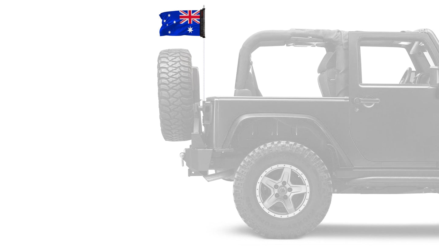Australia 12"x18" Forever Wave Flag for Jeep Wrangler JKU 4-Door 2007-2018