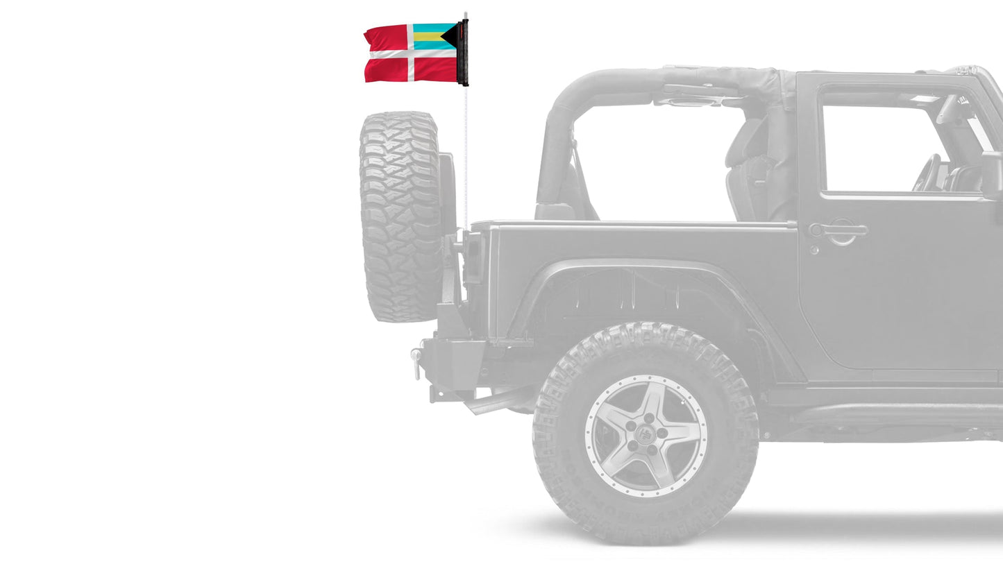 Bahamas Courtesy 12"x18" Forever Wave Flag for Jeep Wrangler JKU 4-Door 2007-2018