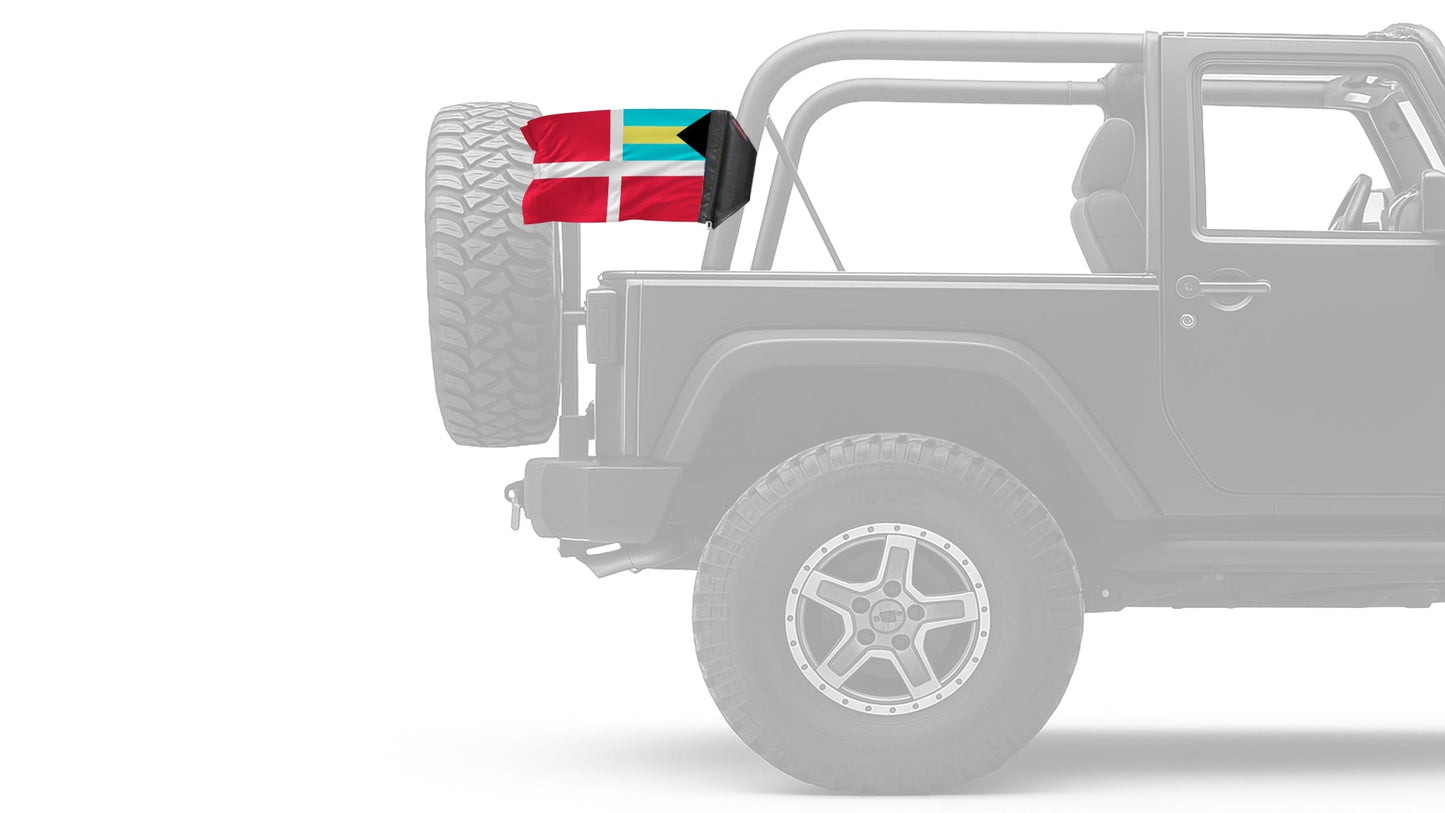 Bahamas Courtesy 12"x18" Forever Wave Flag for Jeep Wrangler JKU 4-Door 2007-2018