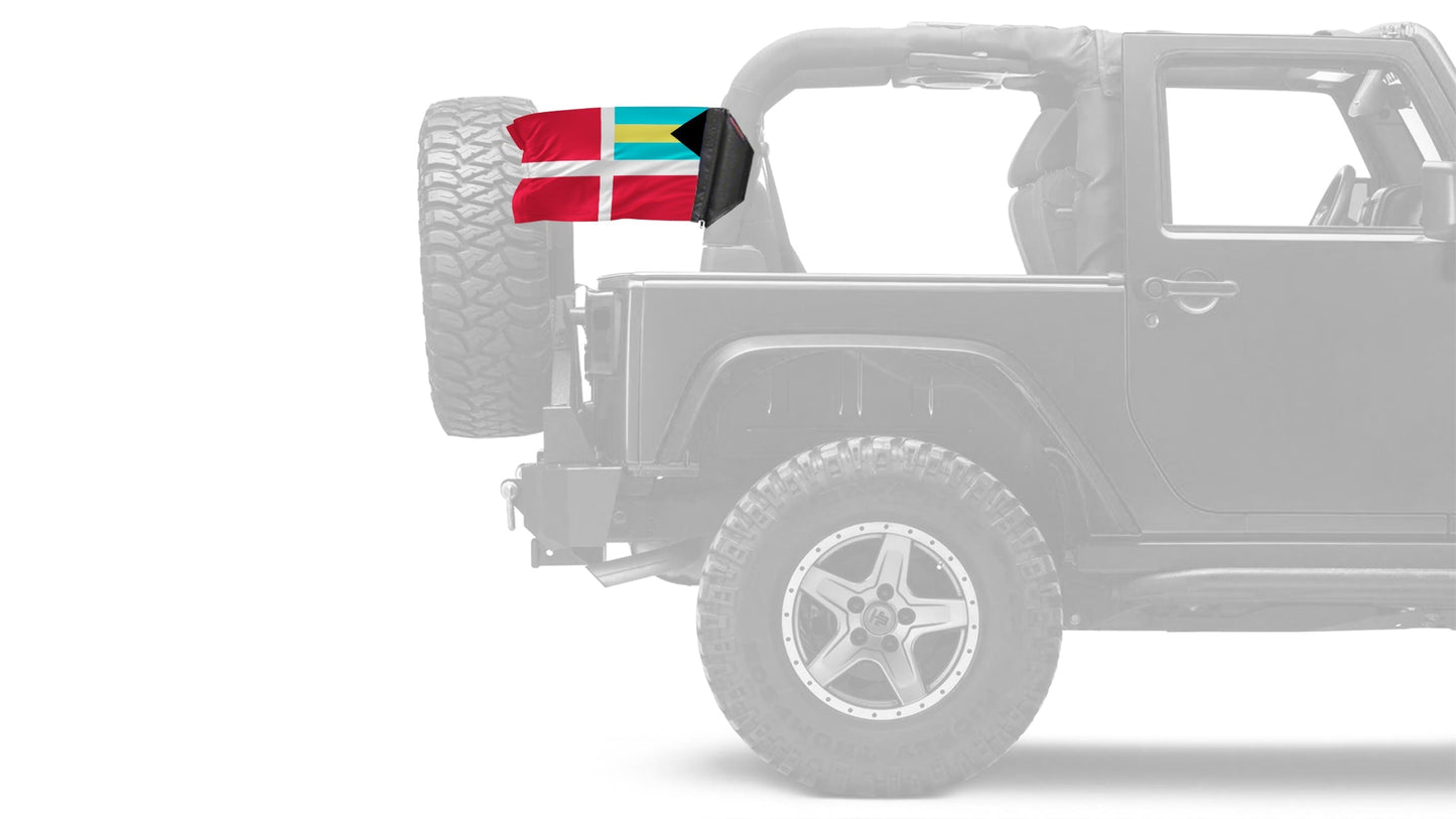 Bahamas Courtesy 12"x18" Forever Wave Flag for Jeep Wrangler JLU 4-Door 2018-Present