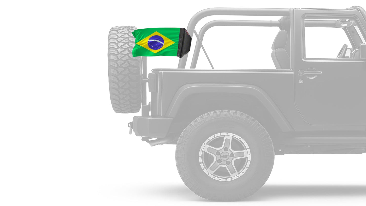 Brazil 12"x18" Forever Wave Flag for Jeep Wrangler JKU 4-Door 2007-2018