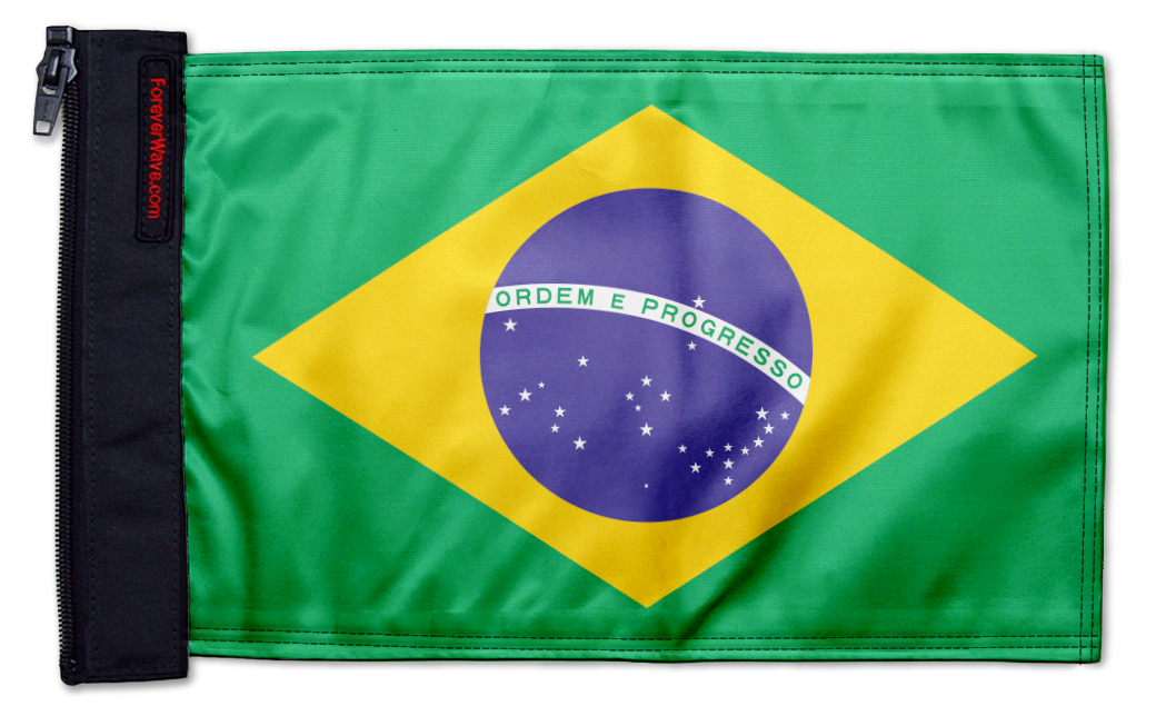 Brazil 12"x18" Forever Wave Flag for Jeep Wrangler JKU 4-Door 2007-2018
