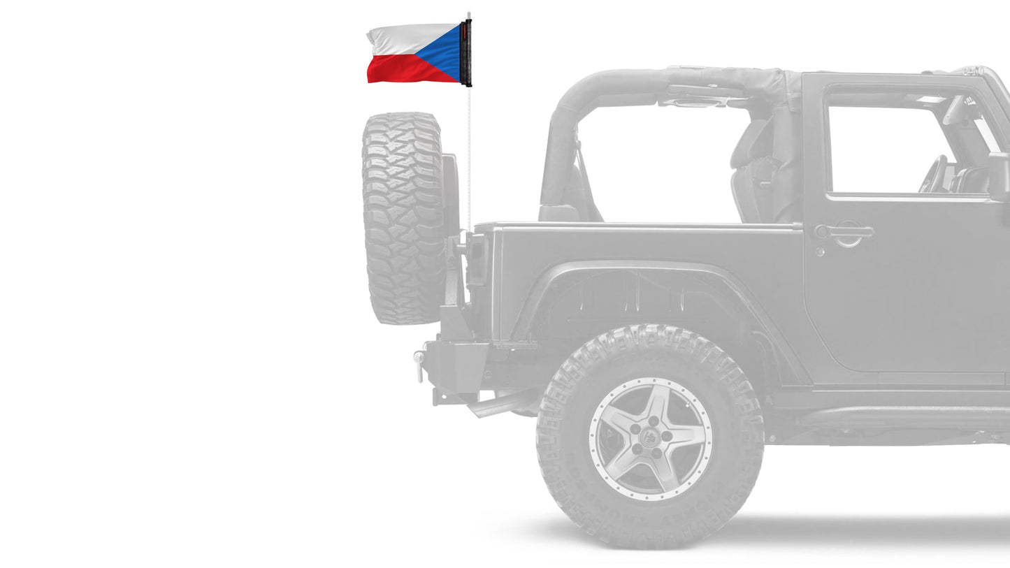 Czech Republic 12"x18" Forever Wave Flag for Jeep Wrangler JKU 4-Door 2007-2018
