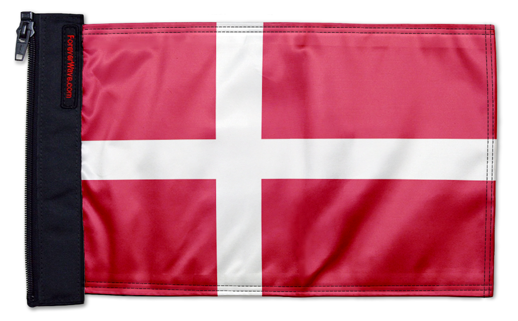 Denmark 12"x18" Forever Wave Flag for Jeep Wrangler JKU 4-Door 2007-2018