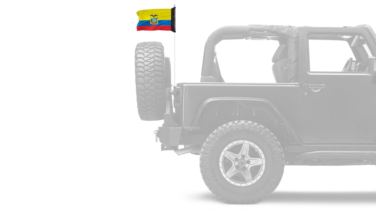 Ecuador 12"x18" Forever Wave Flag for Jeep Wrangler JLU 4-Door 2018-Present