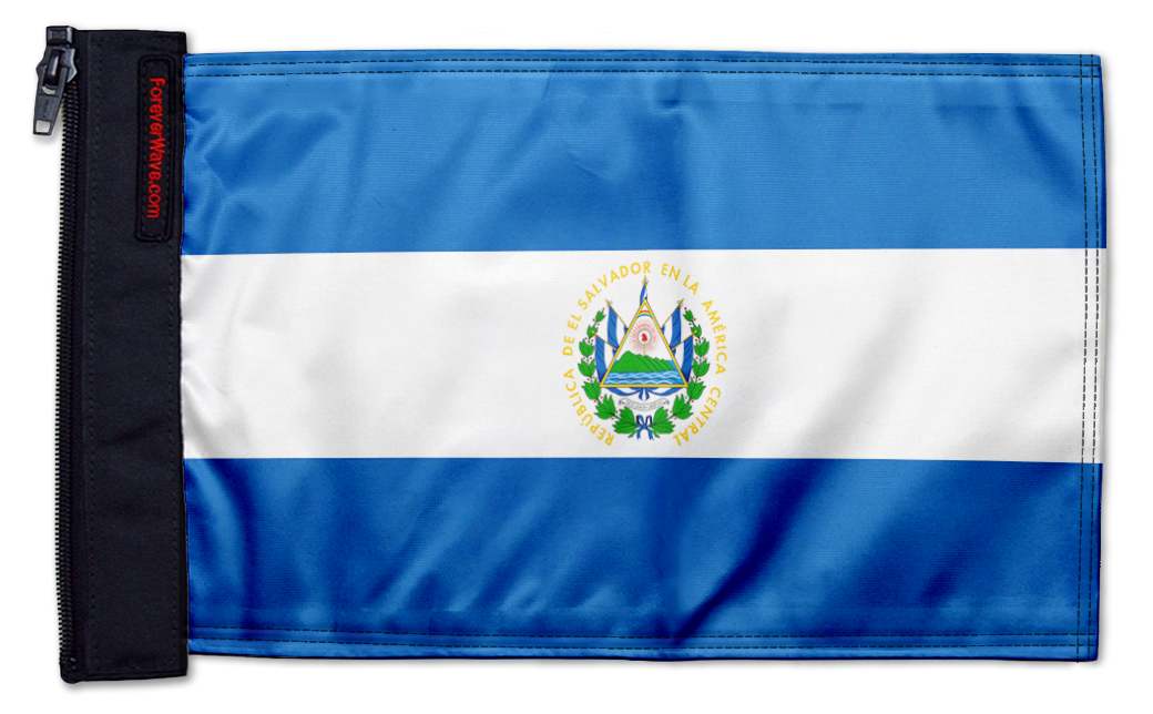 El Salvador 12"x18" Forever Wave Flag for Jeep Wrangler JKU 4-Door 2007-2018