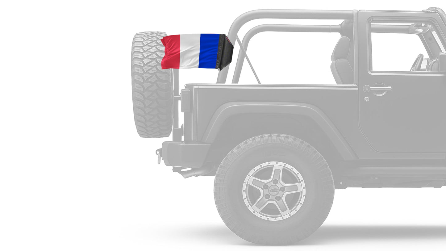 France 12"x18" Forever Wave Flag for Jeep Wrangler JKU 4-Door 2007-2018