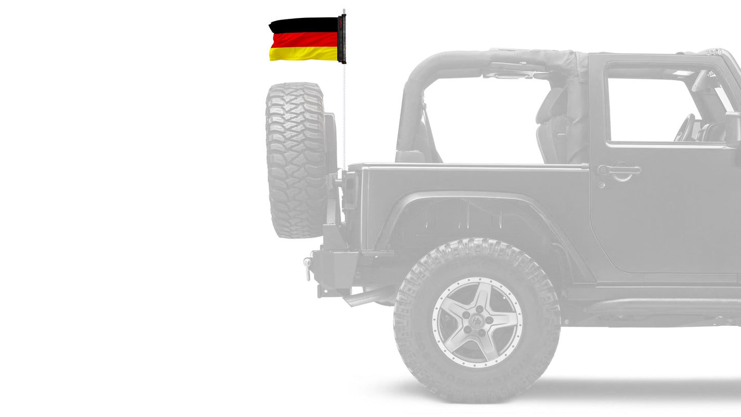 Germany 12"x18" Forever Wave Flag for Jeep Wrangler JKU 4-Door 2007-2018