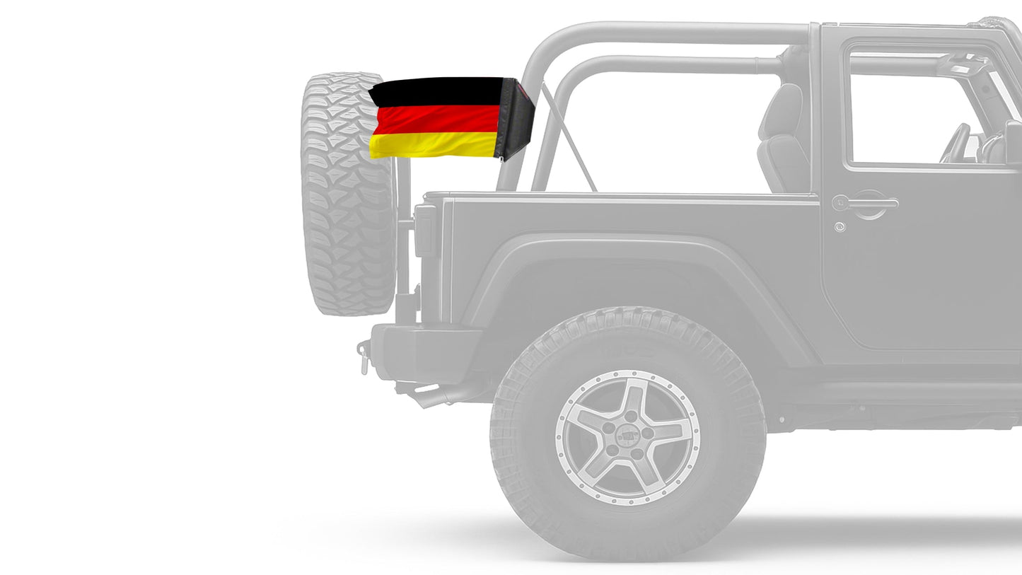 Germany 12"x18" Forever Wave Flag for Jeep Wrangler JKU 4-Door 2007-2018