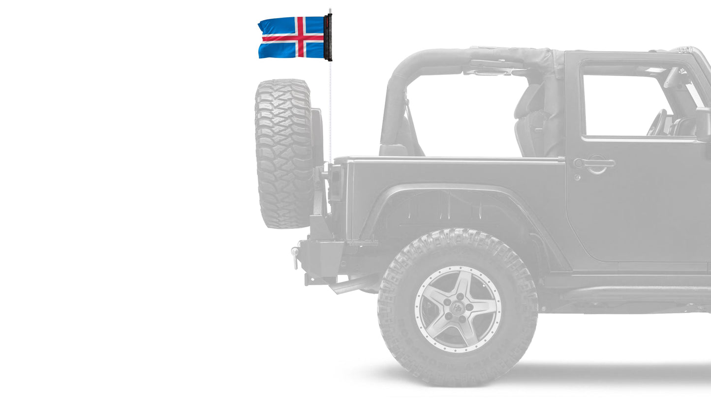 Iceland 12"x18" Forever Wave Flag for Jeep Wrangler JLU 4-Door 2018-Present