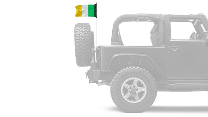 Ireland 12"x18" Forever Wave Flag for Jeep Wrangler JKU 4-Door 2007-2018