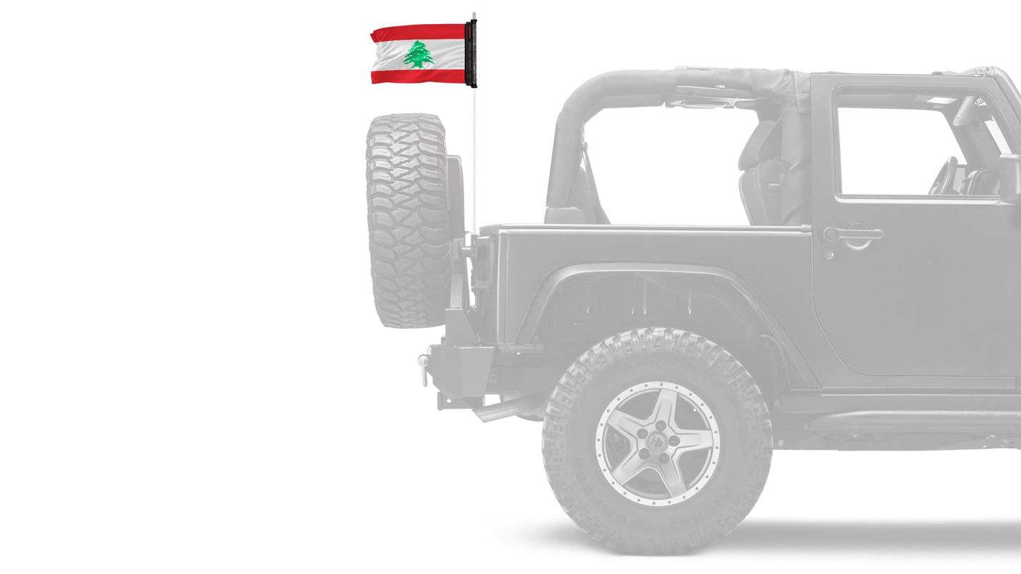 Lebanon 12"x18" Forever Wave Flag for Jeep Wrangler JKU 4-Door 2007-2018