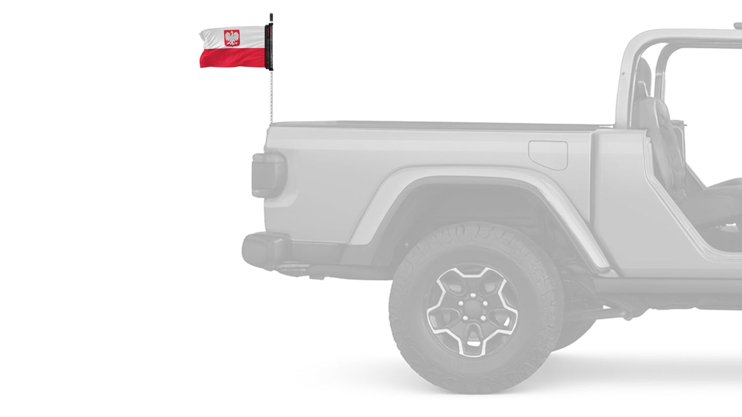 Poland 12"x18" Forever Wave Flag for Jeep Wrangler JLU 4-Door 2018-Present