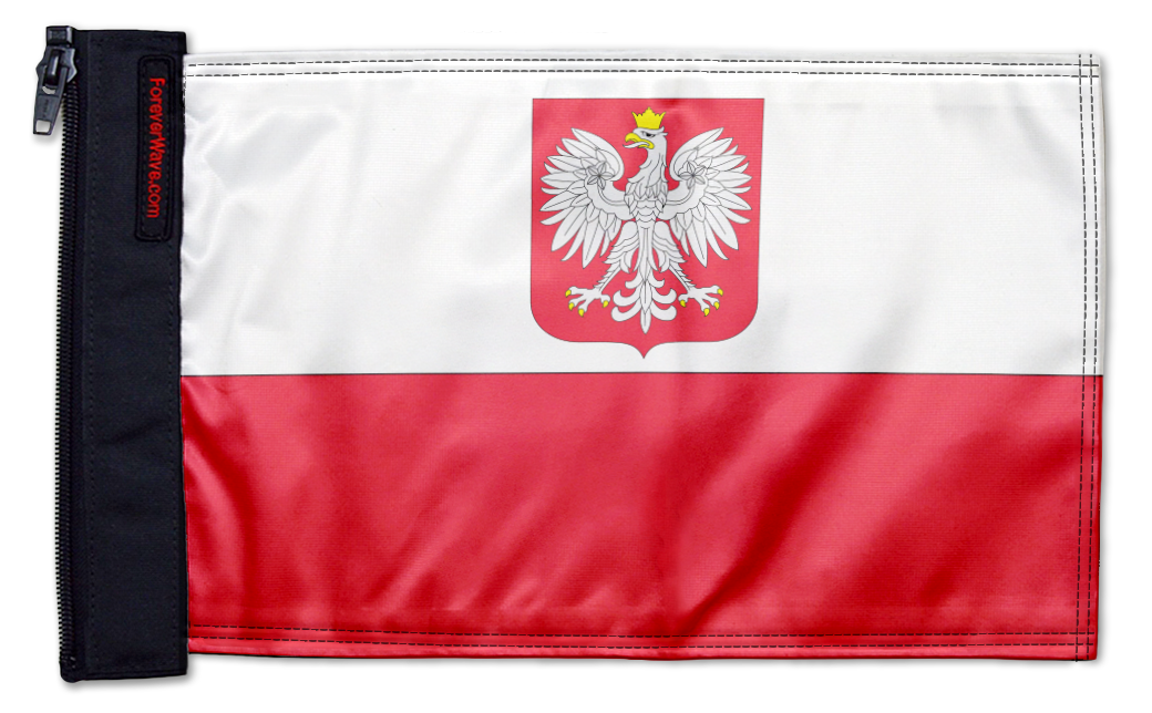 Poland 12"x18" Forever Wave Flag for Jeep Wrangler JLU 4-Door 2018-Present