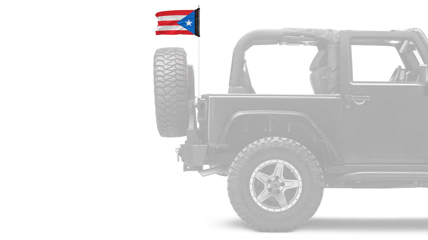 Puerto Rico 12"x18" Forever Wave Flag for Jeep Wrangler JLU 4-Door 2018-Present
